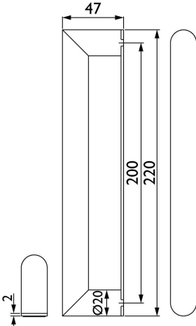 Hermat Stoßgriff 8002/SKL,BA 200x20,L 220,ER