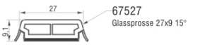 EXTE Glassprosse mit grauer Dichtlippe RAL 7001