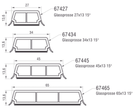 EXTE Glassprosse mit grauer Dichtlippe RAL 7035