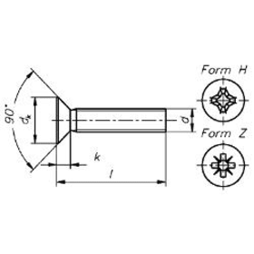 GEWINDESCHRAUBEN 3,0 X 30 MM SK NIRO KREUZSCHLITZ DIN 965 (VE =1000 ST)