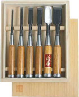 HATTORI® STEMMEISEN-SATZ 710015 6 TEILIG IN HOLZ-ETUI 6/9/12/18/24/30MM