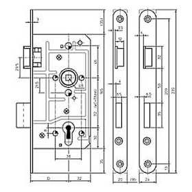 KFV Objekt-Einsteckschloss Klasse 3/4 1133 WC/55 Stumpf Edelstahl