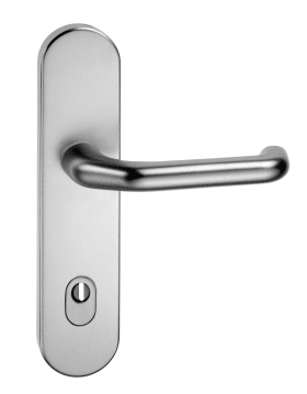 Dieckmann Alu-Schutz-Drücker-Garnitur, ES-1, Serie Uranus, ovales Langschild 15mm, 92 ZA,, 8mm VKT, festdrehbar gelagert, 1300/064 F01