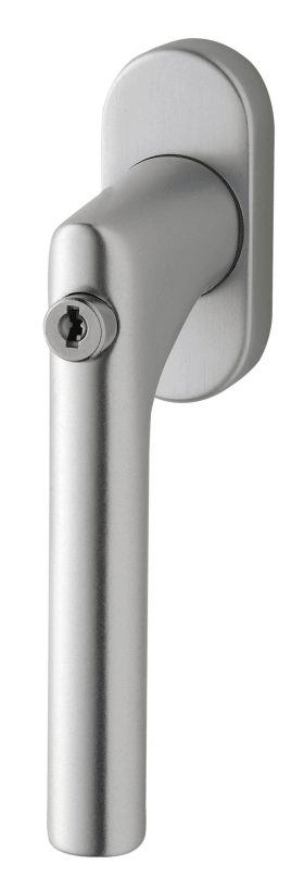 Dieckmann EST-Fenstergriff mit Metallabdeckung und, Kugelrasterung, Serie Janus, Stift 7x40mm,, DIN EN 13126-3, 1010 Abschließbar SV 40,, 100N, F00