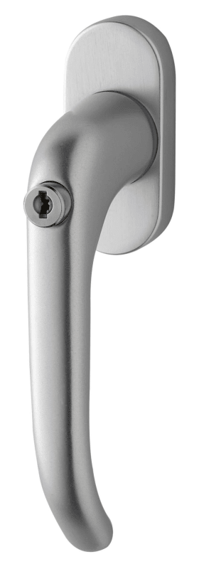 Dieckmann EST-Fenstergriff mit Metallabdeckung und, Kugelrasterung, Serie Janus, Stift 7x37mm,, DIN EN 13126-3, 1015 Abschließbar SV 37,, 100N, F00