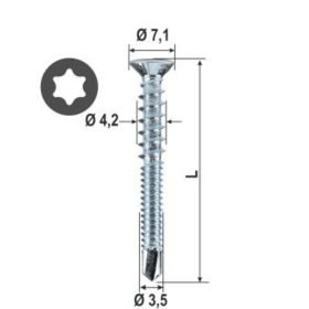 ECK- UND SCHERENLAGERSCHRAUBE TOP SILVER 800 TX20 4,2*35 6488120-4,2-35