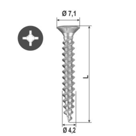 BESCHLAGSCHRAUBE TOP SILVER 800 4149 120 4,2X25  VE= 2000 ST.