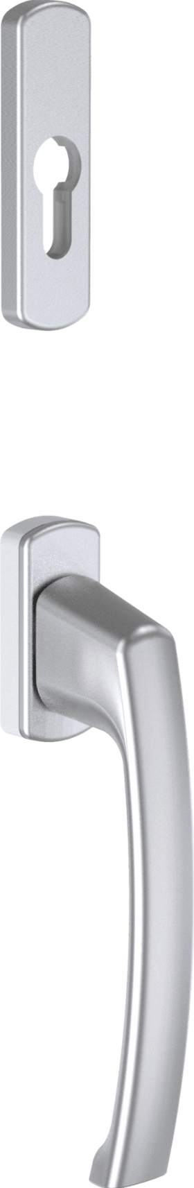 Maco  SKB-Griff-u. Rosettengarnitur Harmony Innengriff mit 90° Raste PZ mit Nocken 12 silber F1  203896