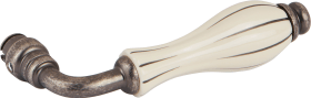 Hermat Drückerlochteil LADY 1048, 8mm,eisenfarbig antik schwarz/Porzellan weiß