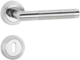 Hermat FH Drückergarnitur 1114 /2331 SC,drehb.,o.Schl.ros.rd,8,ER pol.,TS37-47