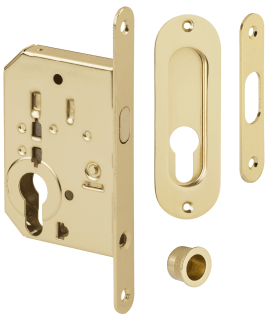 Hermat Schiebetürschloss 3657/SET,PZ,D50,F16x160rd,ms pol.