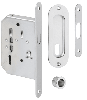 Hermat Schiebetürschloss 3657/SET,BB,D50,F16x160rd,chr gl