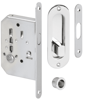 Hermat Schiebetürschloss 3657/SET,WC/8,D50,F16x160rd, TS 37-43,chr gl