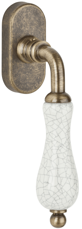 Hermat Fenstergriff APPIANO 1038.F/DK,Stand.,ov.,7/35,brün./Porz./weiß