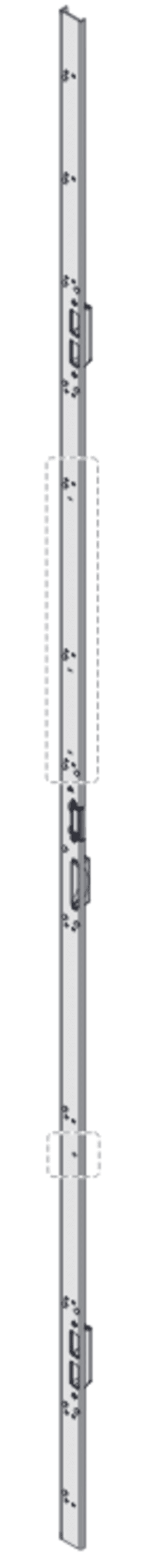 ROTO Schließleiste AS445-1, 1-teilig, U-Stulp 29x2230 mm, silber, DIN Links, 2C Mehrfachverriegelung