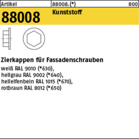 ABDECKKAPPEN F. FASSADEN-SCHRB. WEISS F. SW 3/8 VE=200 STK.