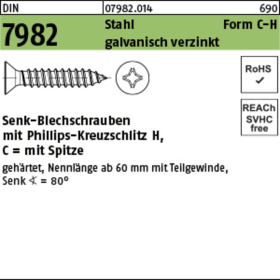 BLECHSCHRAUBEN 4,8 X 50 MM SK VZ DIN 7982 VE=250 STK.