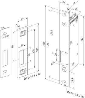 FLUCHTTÜRVERRIEGELUNG 352M RR AK-RR MIT GEGENSTÜCK UND ECKIGEM SBL EST 12/24