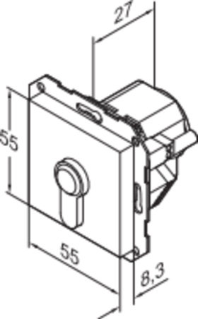 SCHLÜSSELSCHALTERMODUL 1385ES OHNE ANZEI UP GIRA ALUOPTIK