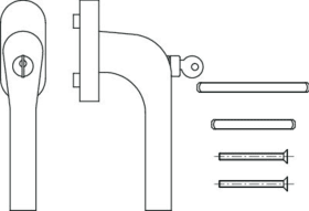 Maco  Fenstergriff Unity B03 mit 90° Raste Sperrzylinder mit Nocken 10 Stift 7x24-31 36-42 mit Schrauben M  477546