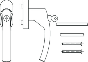 Maco  Fenstergriff Unity B07 mit 90° Raste Sperrzylinder mit Nocken 10 Stift 7x24-31 36-42 mit Schrauben M  477547