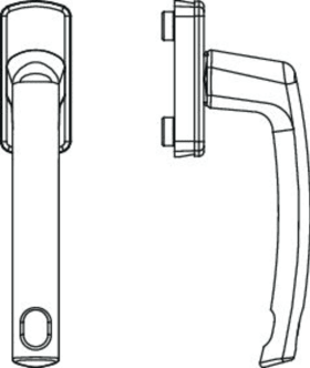 Maco  Fenstergriff Harmony mit Bohrung für Oberlichte mit 90° Raste mit Nocken 10/12 ohne Stift silber F1  55789