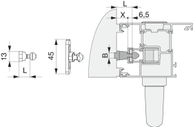 Maco  Verriegelungsbolzen HS PVC/Alu Breite=13 Höhe=15 gesamt Höhe=25,5 silber  216029