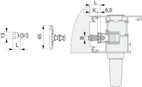 Maco  Verriegelungsbolzen HS PVC/Alu mit Spaltlüftung Breite=13 Höhe=15 gesamt Höhe=29,5 silber  216030