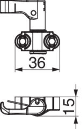 Maco  Schließklaue gefedert B=36 H=15 unten links / oben rechts schwarz-S  57070