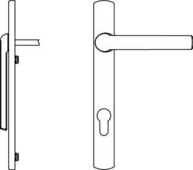 Maco  Drückergarnitur Harmony Außengriff flach Zamak Verschraubung -21 mit Nocken 10 PZ E=92 Profilstärke   216649