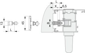 Maco  Verriegelungsbolzen HS PVC/Alu Breite=13 Höhe=20 gesamt Höhe=30,5 silber  217082