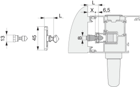 Maco  Verriegelungsbolzen HS PVC/Alu Breite=13 Höhe=16 gesamt Höhe=26,5 silber  217084