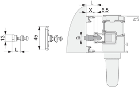 Maco  Verriegelungsbolzen HS PVC/Alu mit Spaltlüftung Breite=13 Höhe=16 gesamt Höhe=30,5 silber  217085