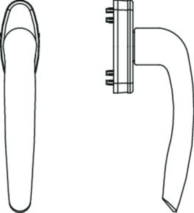 Maco  Fenstergriff Rhapsody mit 90° Raste mit Nocken 10 ohne Stift titan F7  59520