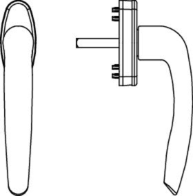 Maco  Fenstergriff Rhapsody mit 45° Raste mit Nocken 10 Stift 7x35 titan F7  59555