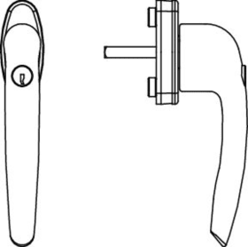 Maco  Fenstergriff Rhapsody mit 45° Raste Sperrzylinder mit Nocken 10/12 Stift 7x32 silber F1  59604