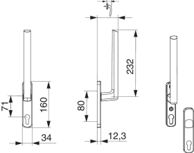 Maco  HS-Griff 12 Außengriff PZ ohne Stift 10 champagne F2  218414