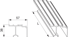 Maco  Führungsschiene HS mit Blende und Dichtband S=56mm L=3.500mm silber  N19814