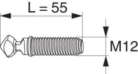 Maco  Verriegelungsbolzen HS Holz/PVC/Alu M12 Höhe=10,5 gesamt Höhe=55 silber  365370
