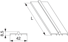Maco  Bodenlaufschiene HS in Alu mit Laufschiene flach B=42mm H=4mm L=2.500mm silber F1  N20213