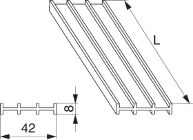 Maco  Aufsatzschiene mit Dichtband HS in PVC für fixen Flügel Nut 42x4 H=8 L=5.000 schwarz  N20615