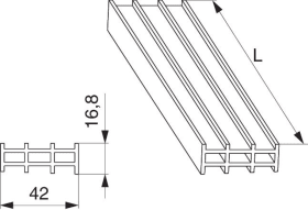Maco  Aufsatzschiene mit Dichtband HS-TT in PVC für fixen Flügel Nut 42x4 H=16 L=2.500 schwarz  N22203