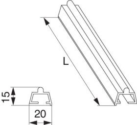 Maco  Laufschiene HS-TT hoch in Alu Versatz 0 für Laufschienenhöcker H=15mm L=5.000mm braun  N22355