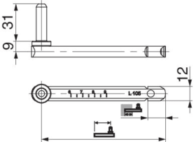MACO Verstellkloben SK15 BLR ohne Seitenregulierung L=105 Abst. 50-90 weiß