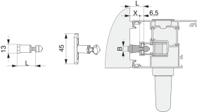 Maco  Verriegelungsbolzen HS PVC/Alu Breite=13 Höhe=27 gesamt Höhe=37,5 silber  217078