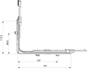 Maco  MM Eckumlenkung waagrecht für variable Getriebe verlängerbar mit 2 i.S. FFB 320-1.800 FFH 470-2.800   232858