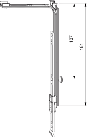 Maco  MM Eckumlenkung senkrecht mit Zapfensitz 137 mm verlängerbar mit 1 i.S. FFH 750-2.800 Tricoat-Evo  232863