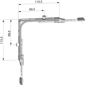 Maco  MM Eckumlenkung mit 1 i.S. und 1 Magnetzapfen FFB 320-1.650 FFH 360-2.450 Tricoat-Evo  232865