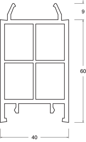 Maco  Unterfütterungsprofil in PVC Transit für Bodenschwelle mit thermischer Trennung S=40 L=6.000  X106000