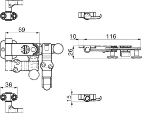 MACO Ladenverschluss 2-flügelig mit Standard-Kurbel L=116 schwarz ohne Schließzapfenplatten
